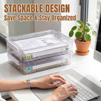 Clear Document Box, Deep A4 Paper Storage Organizer with Snap Latches, Stackable File Case for Certificates Photos Letter Size, Magazine Protector, 14.37" x 9.44" x 2.75" (2 Pack), White - Image 5