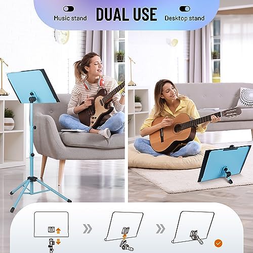 CAHAYA Sheet Music Stand Dual-use Converts to Desktop Stand Adjustable Blue - Image 3