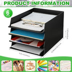 Wenqik Black Letter Trays Stackable, 6 Pcs Plastic Desk Organizer - Image 2