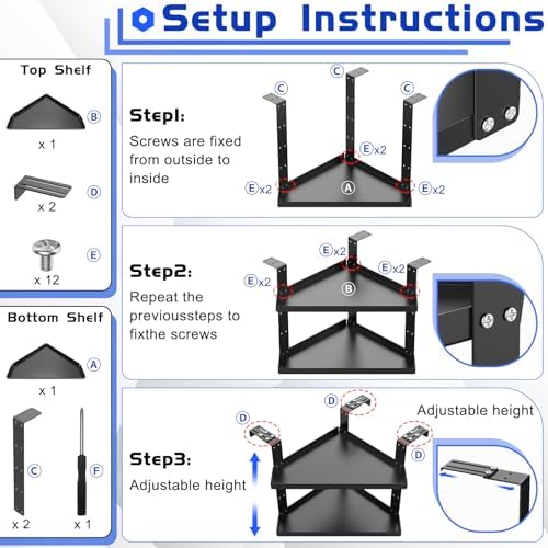 11in Office Cubicle Corner Shelf with Hooks Cubical Shelf Hanging - Image 6