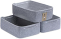 MiniArk Large Shallow Organizing Baskets 15x11x5.1 Inches - Rope Woven Storage Bins for Bathroom, Shelves, Cube Closet, Mixed Grey 3 Packs by MiniArkStorageBasketsHome