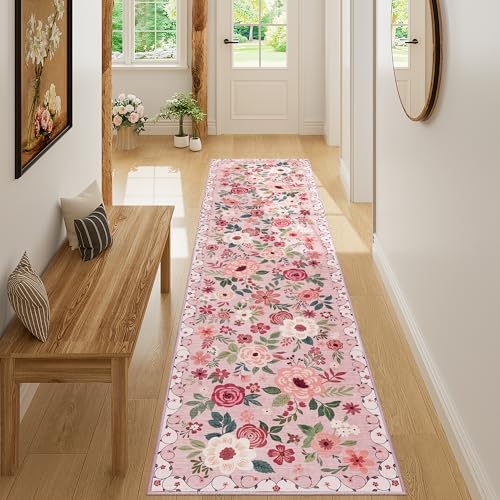 DUKINO 2x8 Runner Rug, Washable Runner Rug for Kitchen Non Slip, Pink - Image 4