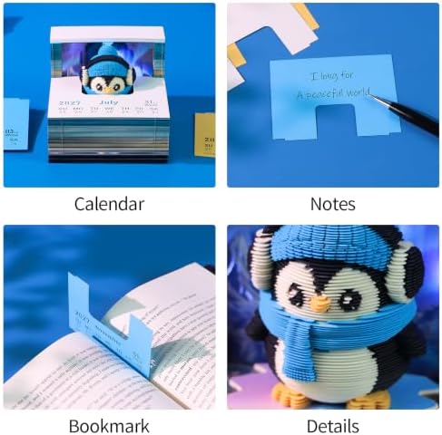 2027 3D Paper Carving Desk Calendar With LED Light (Aurora Penguin) - Image 6