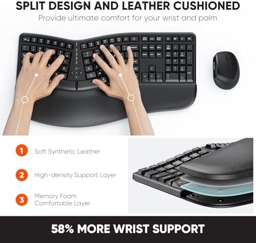 MEETION Ergonomic Keyboard and Mouse Combo, Split Design, Vertical Mouse - Image 2
