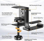 Headphone Stand Headphone Hook, Headphones Stand Under Table Foldable Aluminum Headset Holder Clamp Hanger Mount, Built in Cable Clip Organizer for PC Gaming, Office - Image 6