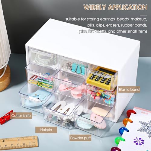 Amyhill 6 Pcs Mini Drawer Organizer Small Organizer with 9 Drawers Plastic Desktop Craft Storage Box for Office Home Room Jewelry Cosmetics Collection(White) - Image 5