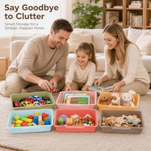 12 Pcs Letter Size Flat Storage Tray with Latching Lid (Retro) - Image 5