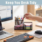 6 PCS Mesh Pen Holder Desk Organizer, Metal Pen Holder Sticky Notes Pencil Holder Caddy Desk Pen Organizer for Office Supplies Workspace School Home, Black - Image 7