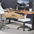 VECELO Under Desk Footrest, PU Ergonomic Foot Rest with Wheels, Comfort Padding, Height Adjustable for Relieving Leg Pain, Stiffness, and etc, White - Image 3
