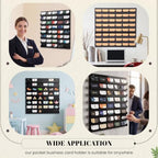 Geelin 1 Pcs Acrylic Business Card Holder Wall Mount Black Business Card Display Holder with Hanging Hardware Vertical Sticker Display Rack Organizing Stand for Office Home (48 Pockets) - Image 5