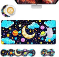 Mouse Pad,Large Desk Mat Set, 4in1 XL Mousepad + Keyboard Wrist Rest+Mouse Wrist Rest+Coaster with Ergonomic Desk Pad for Home Office Table Computer Cover -Colored Universe by Unknown
