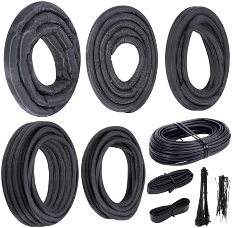 Automotive Split Wire Loom Kit, Heat Resistant & Chew Resistant Split Conduit for Engine Bay, Cable Management Sleeve with Heat Shrink, Silicone Tape & Zip Ties by Unknown