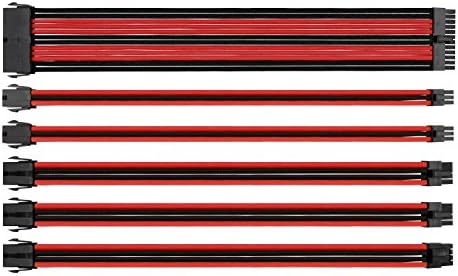 Thermaltake TtMod Sleeve Extension Power Supply Cable Kit ATX/EPS/8-pin PCI-E/6-pin PCI-E with Combs, Red/Black AC-033-CN1NAN-A1 by Thermaltake