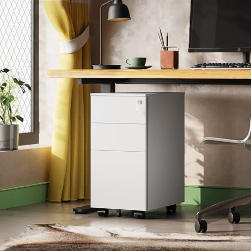 DEVAISE 3 Drawer Slim File Cabinet with Lock, Fully Assembled by DEVAISE