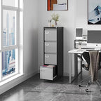 Fesbos File Cabinets - 4 Drawers Vertical 17.8" Deep Lockable Filing Cabinet - Black & Gray Metal Storage Cabinets for Home Office to Hanging Files Letter/Legal/F4/A4 Size - Image 2
