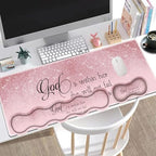 Large Gaming Mouse Pad + Keyboard Wrist Rest + Wrist Support + Coaster Set, Memory Foam Ergonomic for Easy Typing, XXL Extended Gaming Mouse Pad Table Pad - Bible Psalm 46:5 - Image 2