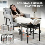 Adjustable Ottoman Pouf, 60 Degree Tilt Footrest, Black Synthetic Leather - Image 6