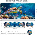 Keyboard Wrist Rest Set,Memory Foam Wrist Support Mouse Pad,31.5"x11.8" Desk Mat for Comfortable Typing & Pain Relief,Non-Slip Base for Office & Home Use - Cute Turtle - Image 2