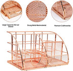 KAAKOW Rose Gold Desk Organizers and Accessories Office Supplies Set Stapler, Pen Holder, Phone Holder, Scissors, Pen, Ruler, 30 Paper Clips, 22 Binder Clip, 20 Tacks and 1000pcs Staples - Image 3