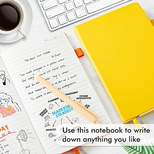 feela Journal Notebook Bulk for School, Hardcover Business Classic Ruled Lined Journals with Pen Holder for Work Office Journaling, with 5 Black Pens, 120 GSM, 5.1”x8.3”, 5 Pack, A5, Solid Colors - Image 4