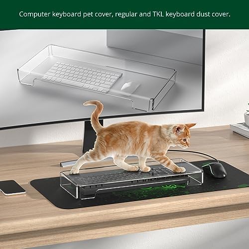 Acrylic Computer Keyboard Cover, Mechanical Keyboard Dust Cover PC Keyboard Cat Protector, Cat Keyboard Protector (2 Pack, Clear) - Image 5