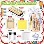 Kosiz 31 Pcs Back to School Teacher Gifts Bulk, Including 6 Thank You Wood Chalkboard Erasers with Markers 6 Note Sticky 6 Wooden Note Holder Measuring Tape for First Day of School Classroom Favor - Image 3