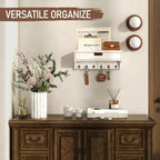 Rebee Vision Key Holder Wall Mount with Drawer for Home Decor, Whitewash - Image 4
