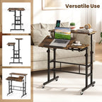 GIANTEX Mobile Standing Desk, Adjustable Rolling Computer Desk (Brown) - Image 7