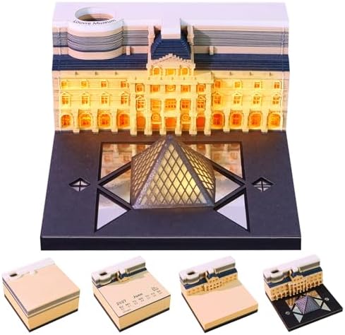 3D Calendar 2027 with LED Lights,Time Piece Calendar 2027,The Louvre 3D Memo Pad,Tear Away Calendars,Sculpture Desk Calendars,3D Art Notepad Calendars,Christmas Gift,New Year Gift (The Louvre) by WelcomeHOTOYMDS%EF%BC%81