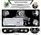 Large Gaming Mouse Pad Set 35.4 x 15.7 with Keyboard Wrist Rest, Wrist Support, and Coaster Memory Foam Smooth Desk Pad Mousepad for Home Office School - Ouija Board - Image 5