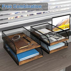 Natwind 4-Tier Stackable Metal Mesh Paper Organizer with Sliding Tray,Retro - Image 3