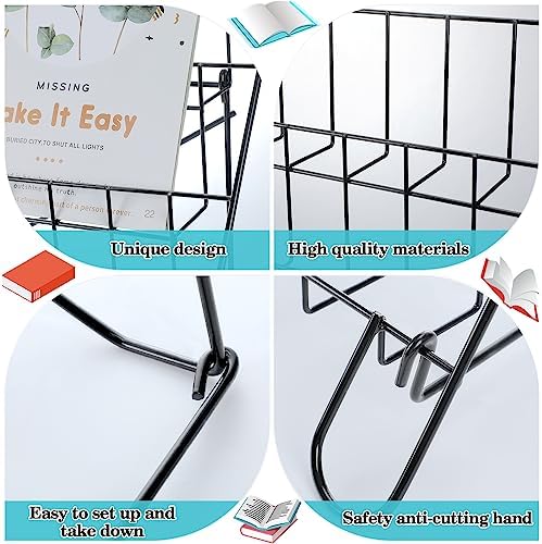 Gejoy 6 Tiered Book Display Rack Wire CD Display Rack Book SigningTabletop Magazine Countertop Holder Retail Literature Brochures Holder(Black) - Image 2