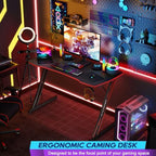 BestOffice | 39" Gaming Table | Black & Red | Z-Shaped Computer Desk - Image 4