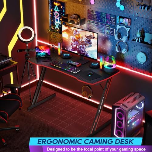 BestOffice | 39" Gaming Table | Black & Red | Z-Shaped Computer Desk - Image 4