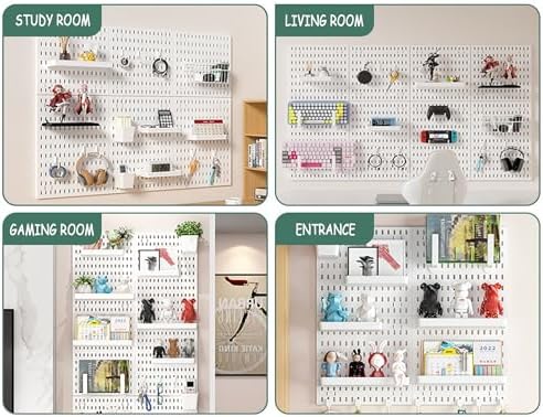 12 * 12in Pegboard Set, DIY Pegboard Combo Kit, Wall-Mounted Storage Organizer, Includes 4 pegboards and 18 Accessories, Suitable for Office, Gaming Room, Kitchen, and Decorative Display (White) - Image 4