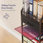 SWTYMIKI 9-Tier Rolling File Cart - Paper Organizer with Drawer and Trays, Wood Desk Office Organizer, Office Organization and Binder Storage for Workspace, Home, School, Black - Image 4