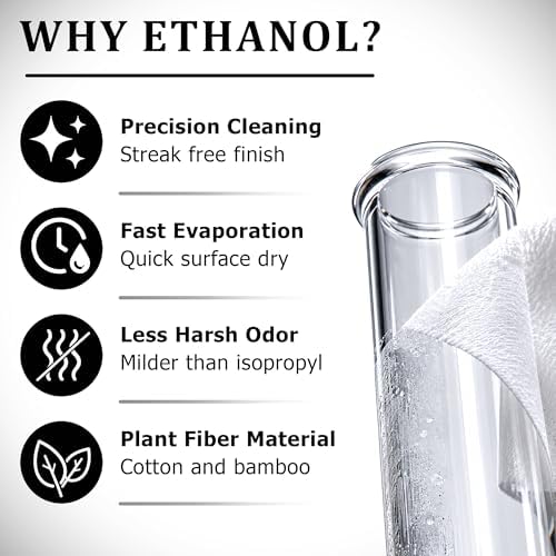 Victory Glassworks™ Ethanol Wipes, 75% Ethanol, 60mm x 60mm Cotton Cleaning Cloths, 100 Pack (400) - Image 3