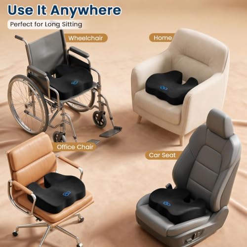 BlissTrends Memory Foam Seat Cushion for Office Chair & Car Seat, Black - Image 6