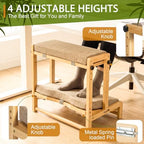 Two-Tier Bamboo Desk Footrest, Adjustable Ergonomic Leg Rest with Cushion - Image 3