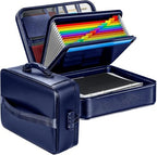 Fireproof Document Box With Lock, 16-Pocket File Organizer, Blue by Unknown