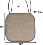 Sweet Home Collection Chair Cushion Memory Foam Pads with Ties Honeycomb Pattern Slip Non Skid Rubber Back Rounded Square 16" x 16" Seat Cover, 4 Pack, Cameron Beige Brown - Image 4