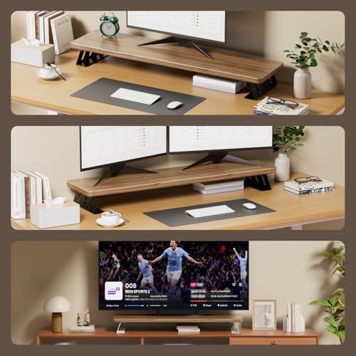 Dual Monitor Stand Riser, 39 Inch Large Wood Monitor Stands for 2 Monitors - Image 6