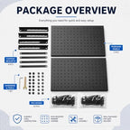 2 Pack Pegboard Display Stand, Metal Peg Board with 32 Hooks, Adjustable Angle & Foldable Design, Thick Steel Panel, Durable Tabletop Rack 16''x12'' for Vendor Display, Craft Show, Jewelry Display(Black silver) - Image 6