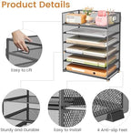 Subekyu 6-Tier Desk Paper Organizer, Desktop File Letter Tray with Handle, Document Sorter and Accessories Holder for Office, Home and School Workspace Organizers, Gray-2 Pack - Image 5