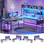 SEDETA L Shaped Office Desk with Hutch, Reversible 94.5" Computer Desk by SEDETA