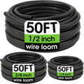 Wire Loom 1/4", 1/2", 3/8 Inch x 50 FT, Split Wire Loom Tubing Wire Conduit, Cable Sleeves Bulk Flexible Electrical Conduit Protective kit by YesBes