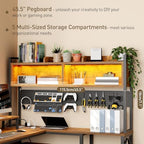 RALGEND L Shaped Gaming Desk with Storage Drawers & Shelves, Power Outlets - Image 4