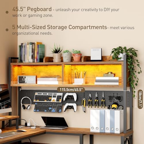 RALGEND L Shaped Gaming Desk with Storage Drawers & Shelves, Power Outlets - Image 4