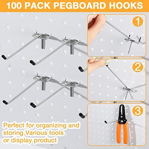 Moxweyeni 100 Pack 6 Inch Pegboard Hooks for Hanging, Pegboard Accessories - Image 3