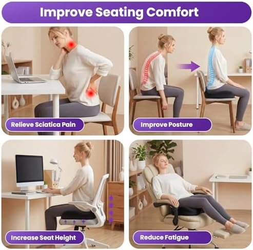 ZZ-WELL Seat Cushion for Office Chairs, Black, XX-Large - Image 3
